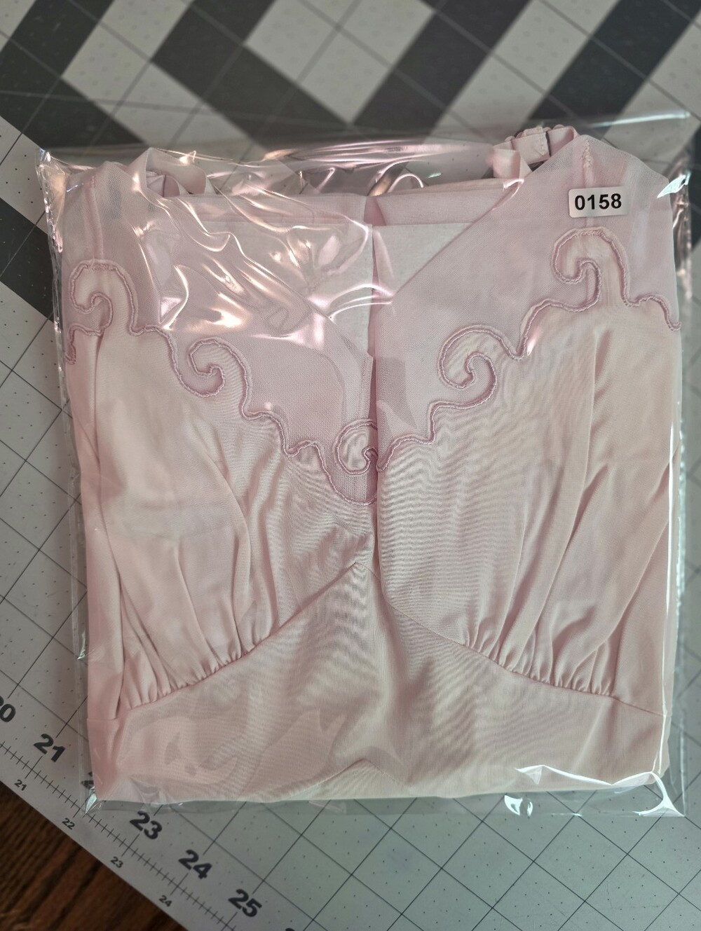 Vintage 1950s Baby Pink‎ Embroidered Slip Dress Knee Length Mid-Century Medium - Picture 14 of 14